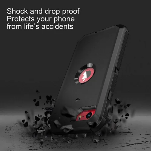 Vista 4 de I-HONVA - Carcasa protectora de 3 capas para iPhone SE 2020, protector de pantalla integrado, a prueba de golpes, polvo y caídas, resistente