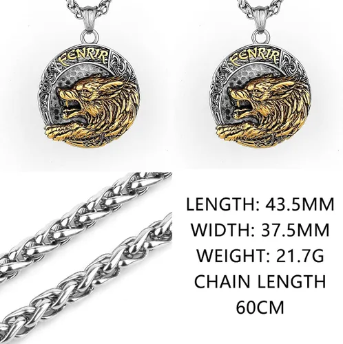 Vista 3 de Colgante de acero inoxidable para hombre, estilo vikingo nórdico con cadena de 23.6 Colgante de moda retro sin decoloración Sin alergia con caja