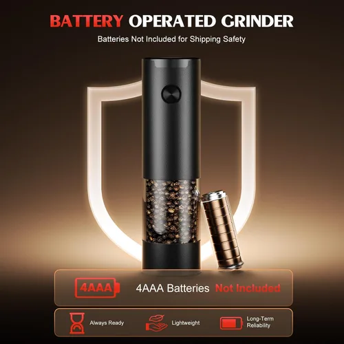 Vista 3 de Juego de molinillo eléctrico de sal y pimienta, automático para cocina, grosor ajustable, mayor capacidad, con luces LED, regalos de Navidad