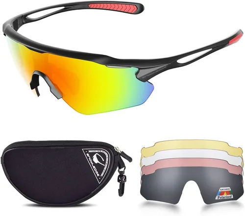 Vista 7 de Lentes de sol polarizados para ciclismo con 5 micas UV400, con armazón TR90.