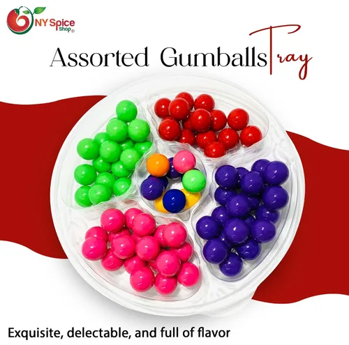 Vista 3 de NY Spice Shop Bandeja surtida de chicles – Bandeja de chicles afrutados de 2 libras – Gumballs para bufé de dulces – Bolas de chicle jugosas