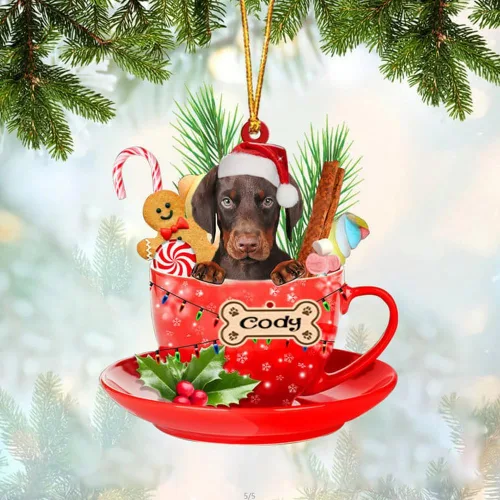 Vista 60 de NAZENTI Adorno personalizado de Alaskan Malamute en taza roja, adorno de Navidad personalizado para perros amantes de las mascotas, colgante