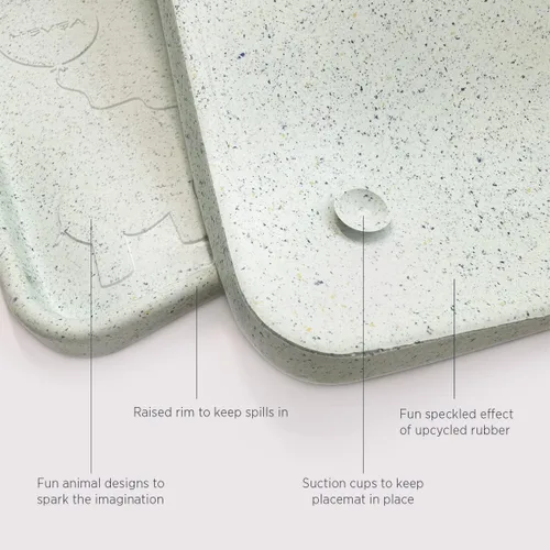 Vista 4 de HEVEA Mantel individual de goma natural para niños, alternativa a la silicona y el plástico con material reciclado, seguro para niños con divertidos