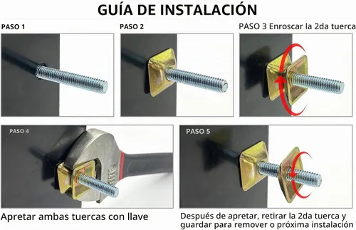 Vista 3 de Kit de 4 piezas de herramientas de montaje de letreros antirrobo para poste de canal en U, pernos de fijación y tuercas, perno de 2.5 pulgadas