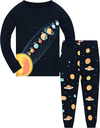Vista 7 de Little Hand Pijamas de algodón para niños pequeños, conjunto de pijamas de manga larga para excavadora 1 # Camión monstruo