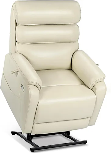 Vista 29 de EONIX Silla Reclinable Eléctrica de Doble Motor Completamente Reclinable para Ancianos, Sillas Elevadoras Eléctricas de Cuero Sintético para Negro