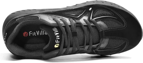 Vista 3 de FitVille Zapatos de caminar extra anchos para hombre, tenis de ancho ancho ancho para pies planos, ajuste de arco, alivio del dolor en el talón