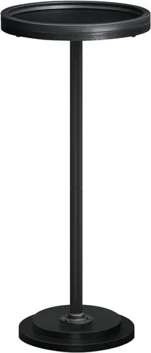 Vista 9 de HOOBRO Mesa auxiliar redonda pequeña, mesa de bebidas, mesa de café Martini con acento de pedestal para espacios pequeños en sala de estar, Negro