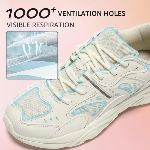 Vista 3 de STQ Zapatos deportivos gruesos para mujer, cómodos zapatos para caminar con Arch Sopport