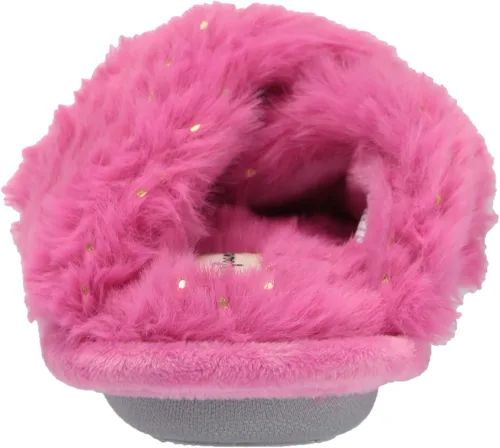 Vista 3 de Dearfoams Pantuflas unisex Ava Kids con detalle impreso de piel sintética y banda cruzada para niños