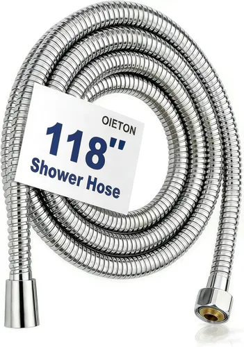 Vista 10 de Manguera de ducha de 79 pulgadas, manguera de repuesto de mano flexible de acero inoxidable, con inserto de latón y tuerca