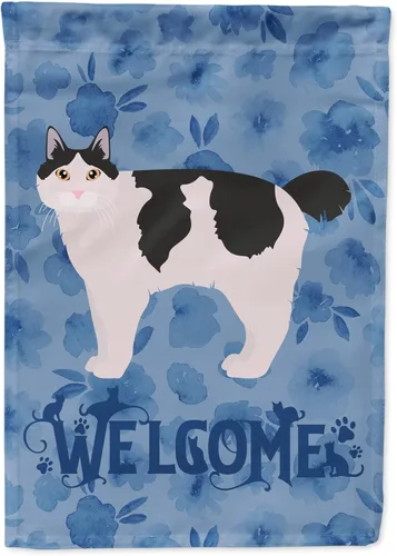 Vista 135 de Caroline's Treasures CK4813CHF - Bandera de bienvenida con gato abisinio azul, manga grande, para porche, para colgar en la pared, poliéster