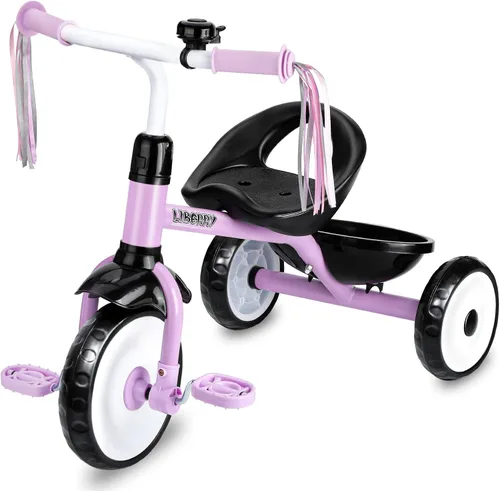 Vista 10 de Liberry Triciclo para niños de 2, 3 y 4 años, triciclo para niños con campana, cesta trasera y pedal extraíble, bicicleta de 3 ruedas, juguetes