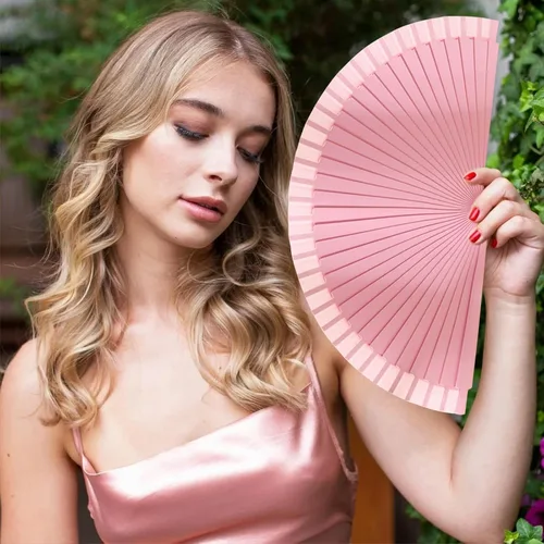 Vista 5 de Ventilador plegable de mano de 8.2 pulgadas, plegable, portátil, elegante, plegable para eventos, fiestas, reuniones de mujeres, elegancia de seda