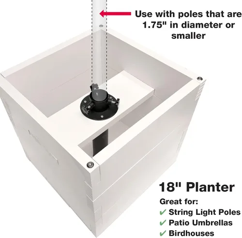 Vista 4 de Maceta decorativa de madera extragrande con soporte universal para postes de luz, paraguas, comederos de pájaros, caja de madera maciza para jardín