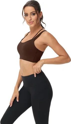 Vista 3 de Attifall Sujetador deportivo con tirantes y copa CD, espalda cruzada, para yoga, entrenamiento, correr, gimnasio, deportes