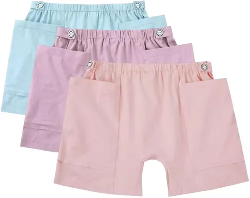 Vista 8 de Paquete de 3 pantalones cortos de orina para hombre, bolsa de drenaje de ostomía, pantalones para el cuidado de la incontinencia, pantalones cortos