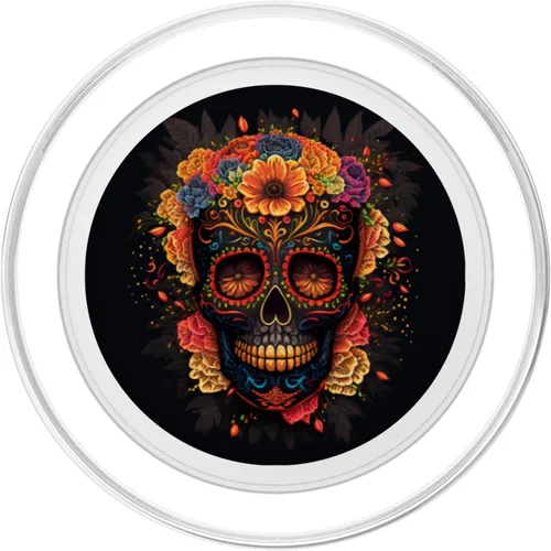 Vista 2 de Sugar Skull Floral, Día de los Muertos, Sugarskull PopSockets MagSafe PopGrip para iPhone