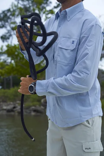 Vista 4 de HUK Camisa de pesca A1a de manga larga con botones para hombre +30 UPF