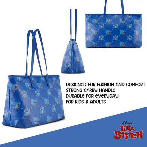 Vista 2 de Disney Lilo and Stitch - Bolso de mano para niñas, niños, adolescentes y adultos, de piel sintética de puntada, bolso de mano para cosplay con bolsa