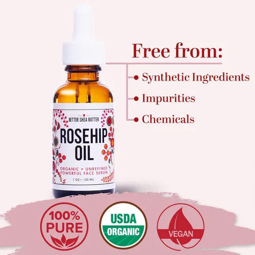Vista 2 de Aceite orgánico de semillas de rosa mosqueta certificada por el USDA - Calidad premium, auténtica y fresca - Desvanece las manchas oscuras, elimina