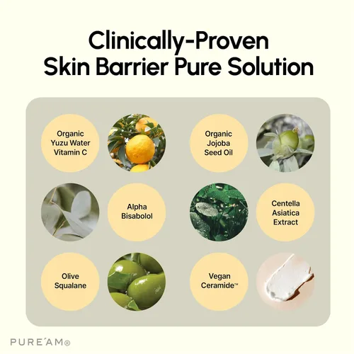 Vista 3 de PURE'AM Crema hidratante orgánica coreana de reparación de barrera, crema de ceramida para piel seca y sensible, bálsamo facial hidratante