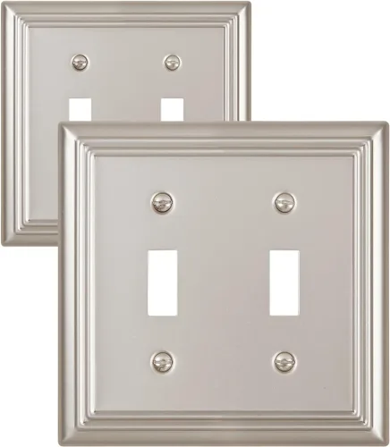 Vista 23 de Switch Plates Outlet Covers, 1-Pack Metal Wall Plate, Black Finish Midsize 1 Toggle 1 Decorator Combo Wall Plate, Ideal for GFCI Outlets, Light