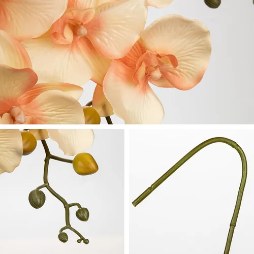 Vista 6 de DILATATA 6 tallos de orquídeas artificiales de 32 pulgadas, orquídea mariposa rústica, flores de phalaenopsis falsas para centros de mesa de bodas