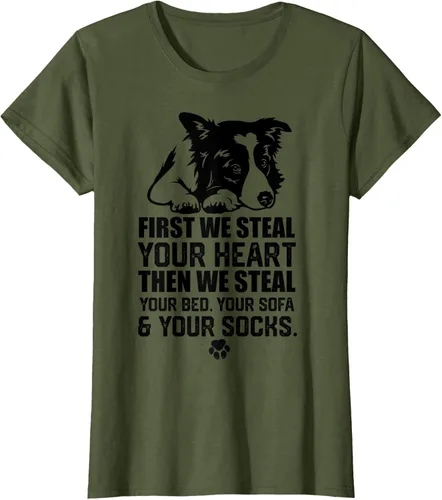 Vista 60 de Border Collie Steal Your Heart Steal Your Bed - Camiseta de sofá, Gris
