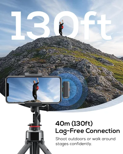 Vista 7 de Micrófono Lavalier inalámbrico para iPhone, iPad, Android - Enchufe USB-C con cancelación de ruido, mini micrófono de solapa con estuche de carga