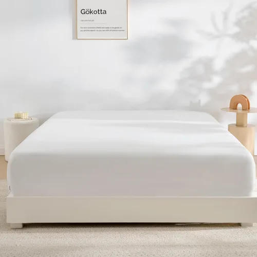 Vista 24 de Gokotta Sábana bajera ajustable y funda de almohada de rayón de bambú, sábana refrescante súper suave con 4 correas elásticas en las esquinas