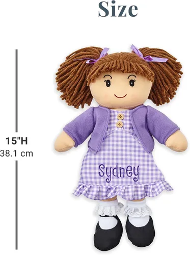 Vista 6 de Let's Make Memories Muñeca de trapo personalizada - Muñeca Mini-Me - Muñeca para niñas - Juguete para niñas - Pelo negro