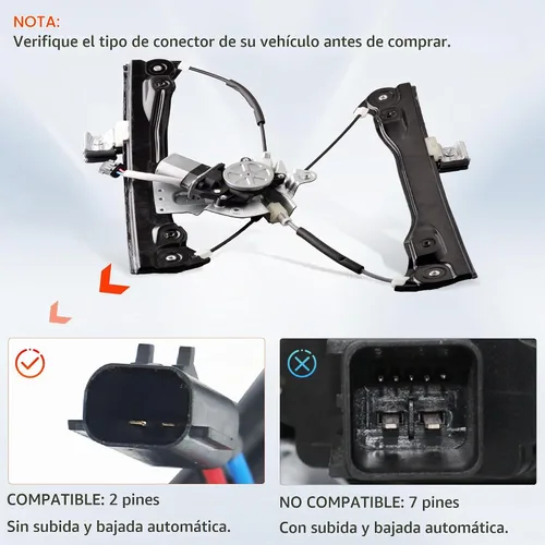 Vista 6 de Regulador de Ventanilla Eléctrica Delantera Izquierda del Lado del Conductor de 2 Pines con Conjunto de Motor Compatible para Chevrolet Cruze