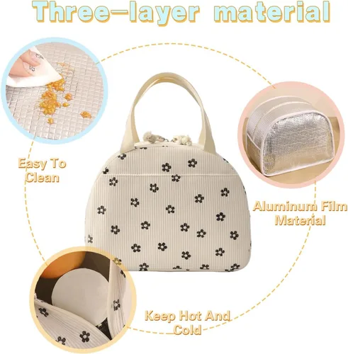 Vista 4 de Lonchera portátil para mujer, tamaño mediano de 10 x 7.5 x 5.5 pulgadas, mantiene la comida fresca durante más de 5 horas, fácil de limpiar, ideal