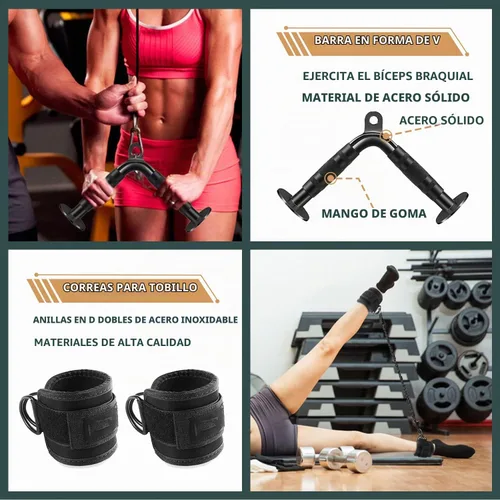 Vista 7 de Solid Cable Machine Attachment, Cable Attachments for Gym, Gym Cable Attachments, Cable Machine Attachments Set