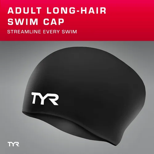 Vista 2 de Gorro de natación TYR, de silicona, ideal para pelo largo, no se arruga