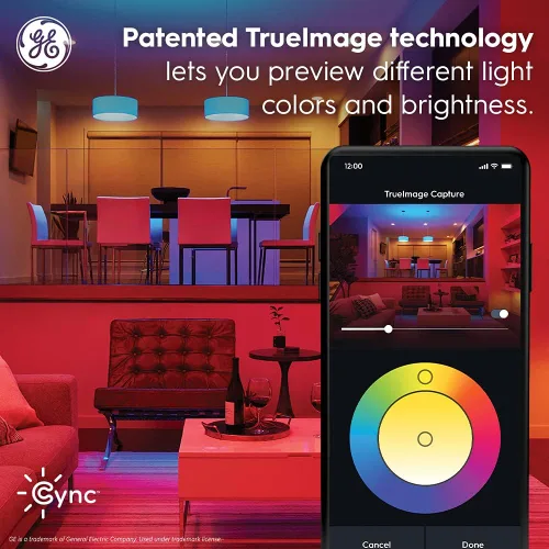 Vista 3 de C by GE - Bombilla LED inteligente BR30 a todo color, repuesto de 65 W, Bluetooth/Wi-Fi, funciona con Alexa + Google Home sin concentrador