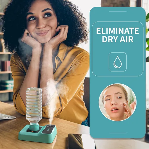 Vista 2 de Humidificador de viaje, pequeño humidificador portátil para plantas, dormitorio, oficina, hotel o automóvil, 5000 mAh, funciona con batería, mini