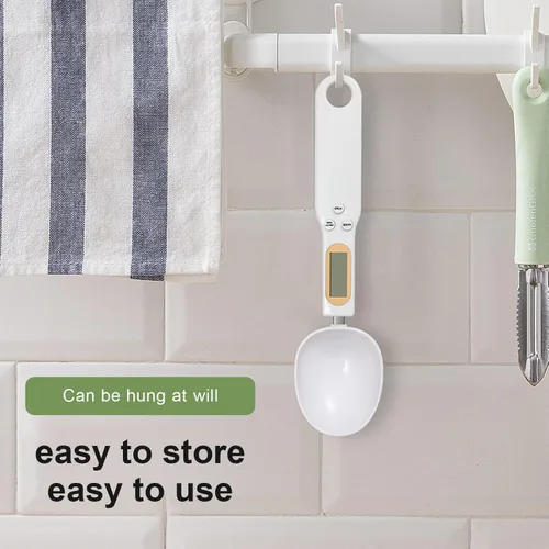 Vista 4 de Báscula digital de cuchara para alimentos, precisión de 17.64 oz/0.00 oz, recargable por USB, pantalla LCD, báscula de cocina compacta para cocinar