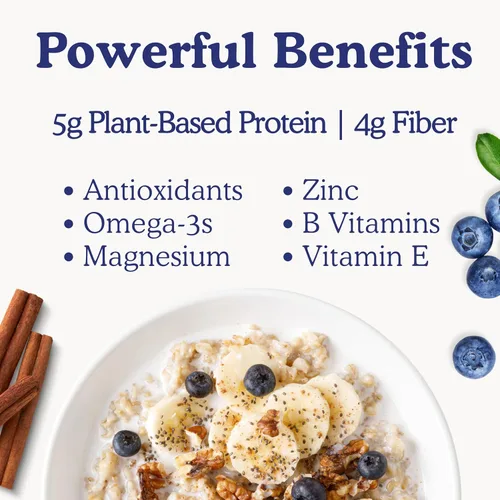 Vista 3 de Earnest Eats Superfood Avena – Arándanos Chia Canela – Vegana, sin gluten, 0.18 oz de proteína vegetal, 0.18 oz de fibra, sin azúcar añadida, 24
