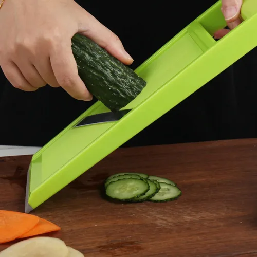 Vista 3 de ¿Máquina de virutas de verduras? Cortador de rallador, cortador de acero inoxidable inoxidable de mano de cocina con mango ergonómico para zanahorias