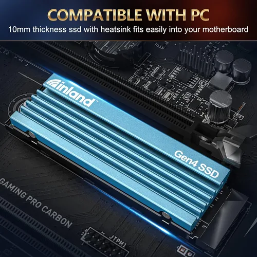 Vista 4 de INLAND de 1 TB Gaming Performance Plus NVMe, unidad de estado sólido SSD interna para juegos con disipador de calor, optimizada para PS5 - Gen4