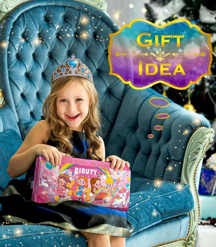 Vista 2 de Princess Dresses for Girls Dress up Clothes Trunk BIBUTY Pretend Play Costumes with 4 Unicorn Princess Sets for 3-6yr Girls