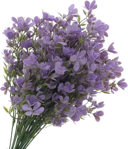 Vista 4 de Myosotis Flores artificiales de plástico, ramos de imitación de plástico que no te olvides, decoración del hogar, centro de mesa, decoración