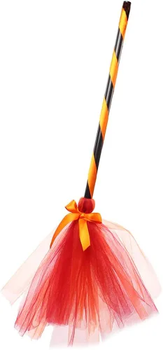 Vista 5 de Disfraz de bruja de Halloween para niñas disfraz de princesa tutú con escoba capa de cosplay fiesta de sesiones de fotos para niños de 2 a 12 años