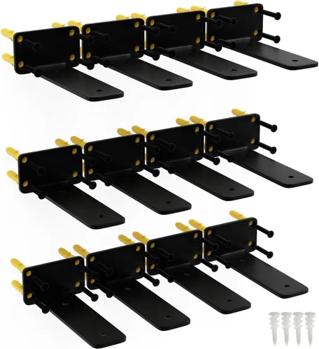 Vista 12 de Soportes de estante de 6 pulgadas, paquete de 8 soportes flotantes para estantes, soportes ocultos de acero al carbono de 1/5 pulgadas de grosor