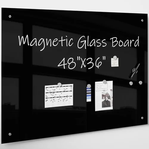 Vista 9 de R&G Pizarra blanca magnética de cristal 36 x 24 negro sin marco borrado en seco