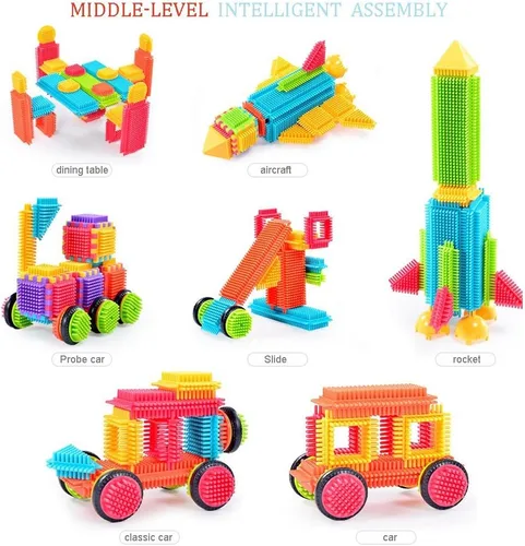 Vista 2 de Teytoy 100 piezas de bloques de construcción con forma de cerda para niños pequeños