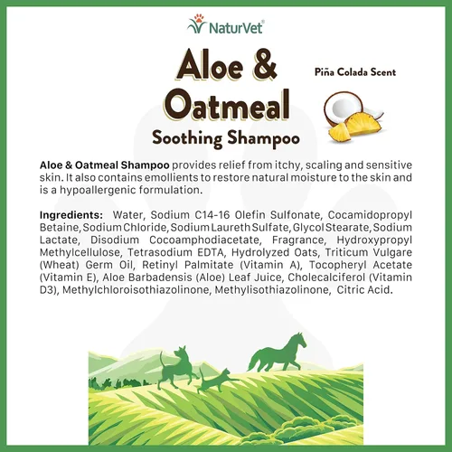 Vista 2 de NaturVet Champú calmante de aloe y avena para perros y gatos 16 oz