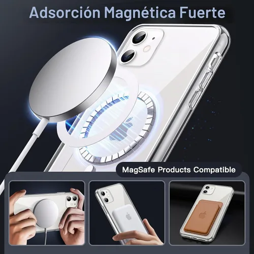 Vista 3 de JETech Funda magnética para iPhone 11, transparente